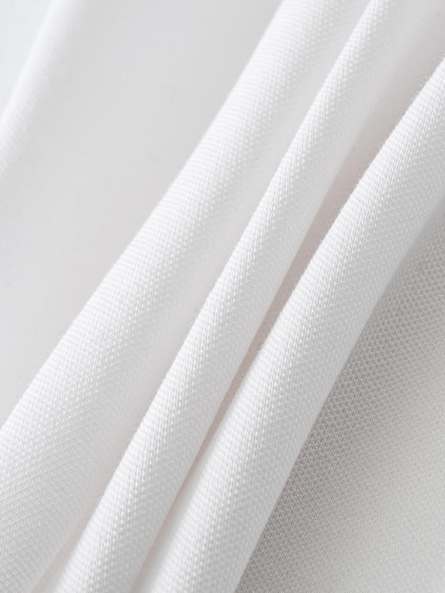 Ivory White High-Stretch Gold-Trimmed Collar ‌Polo