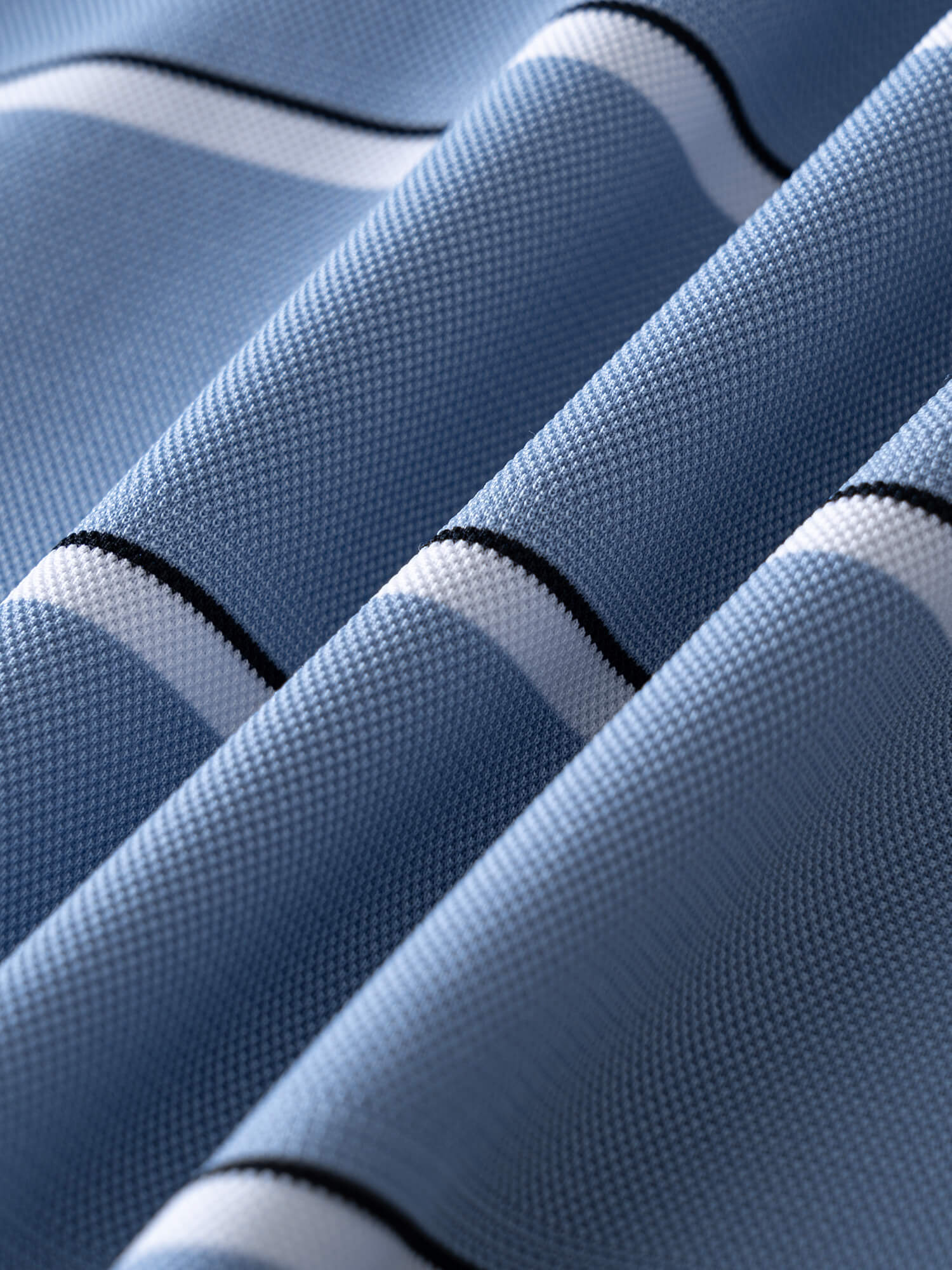 Sky Blue Striped High-Stretch Polo