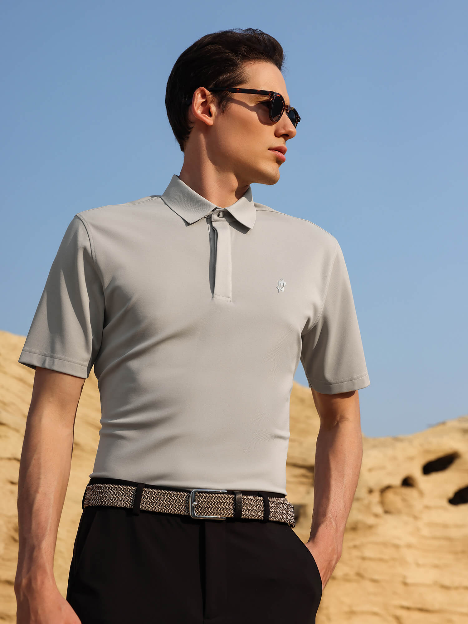 Mineral Gray High-Stretch Polo