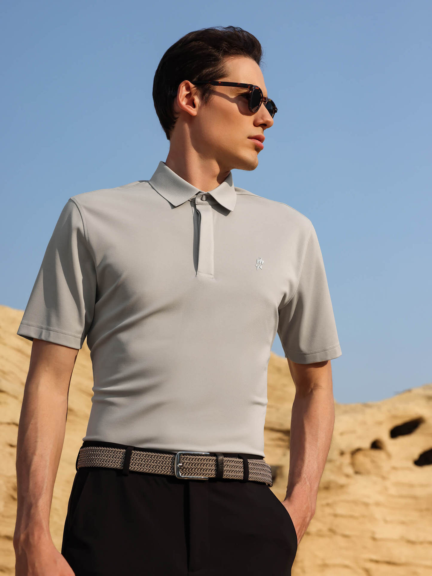 Mineral Gray High-Stretch Polo
