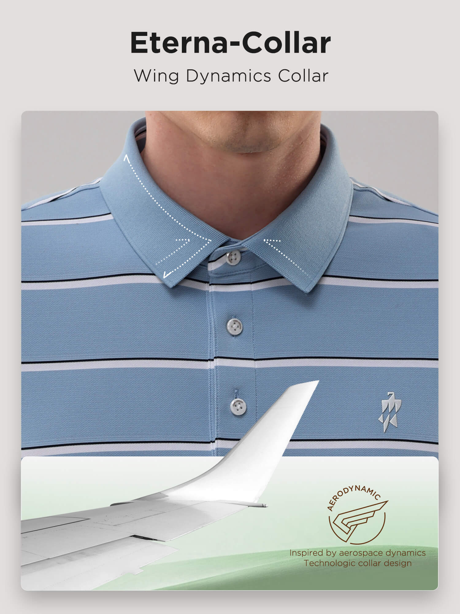 Sky Blue Striped High-Stretch Polo