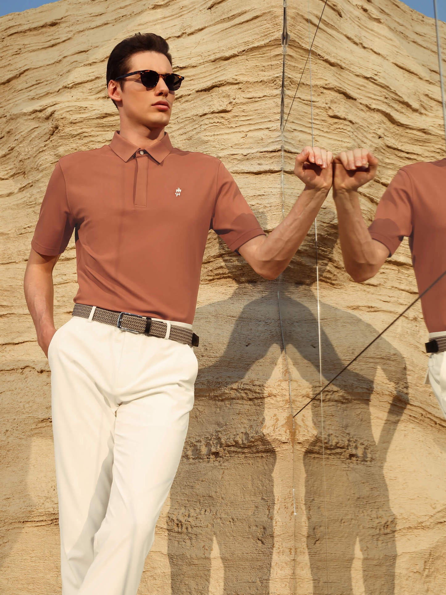 Coral Orange High-Stretch Short-Sleeve Polo