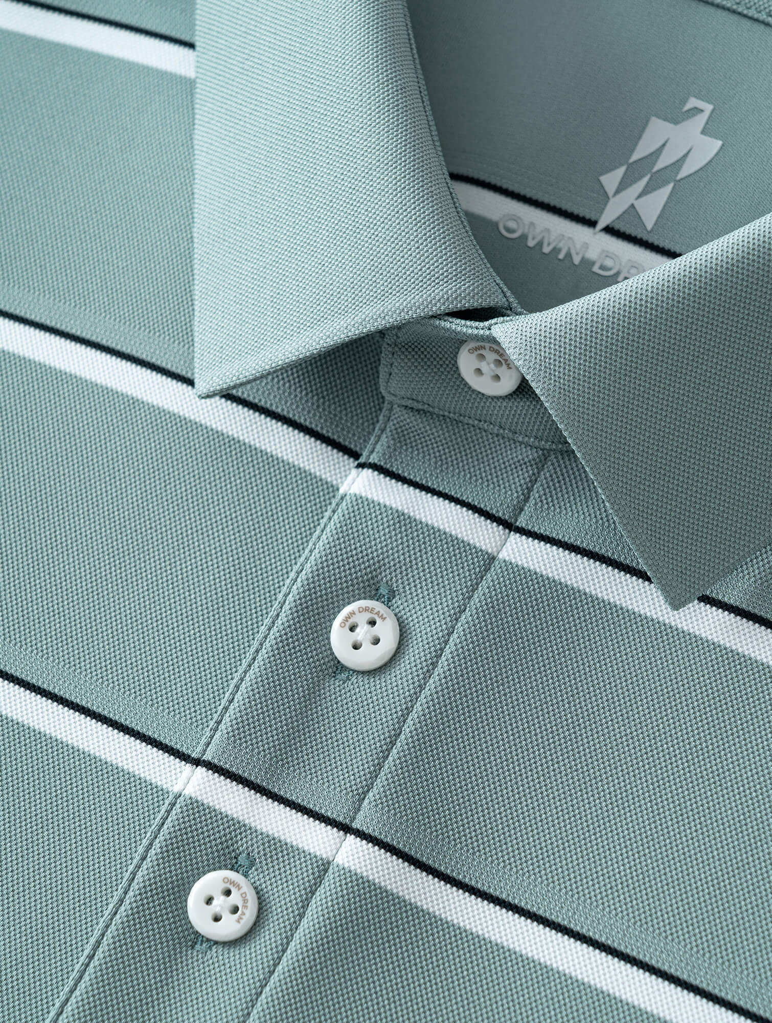 Meadow Green Striped High-Stretch Polo-Own Dream Shirts-Dress Shirts for Men