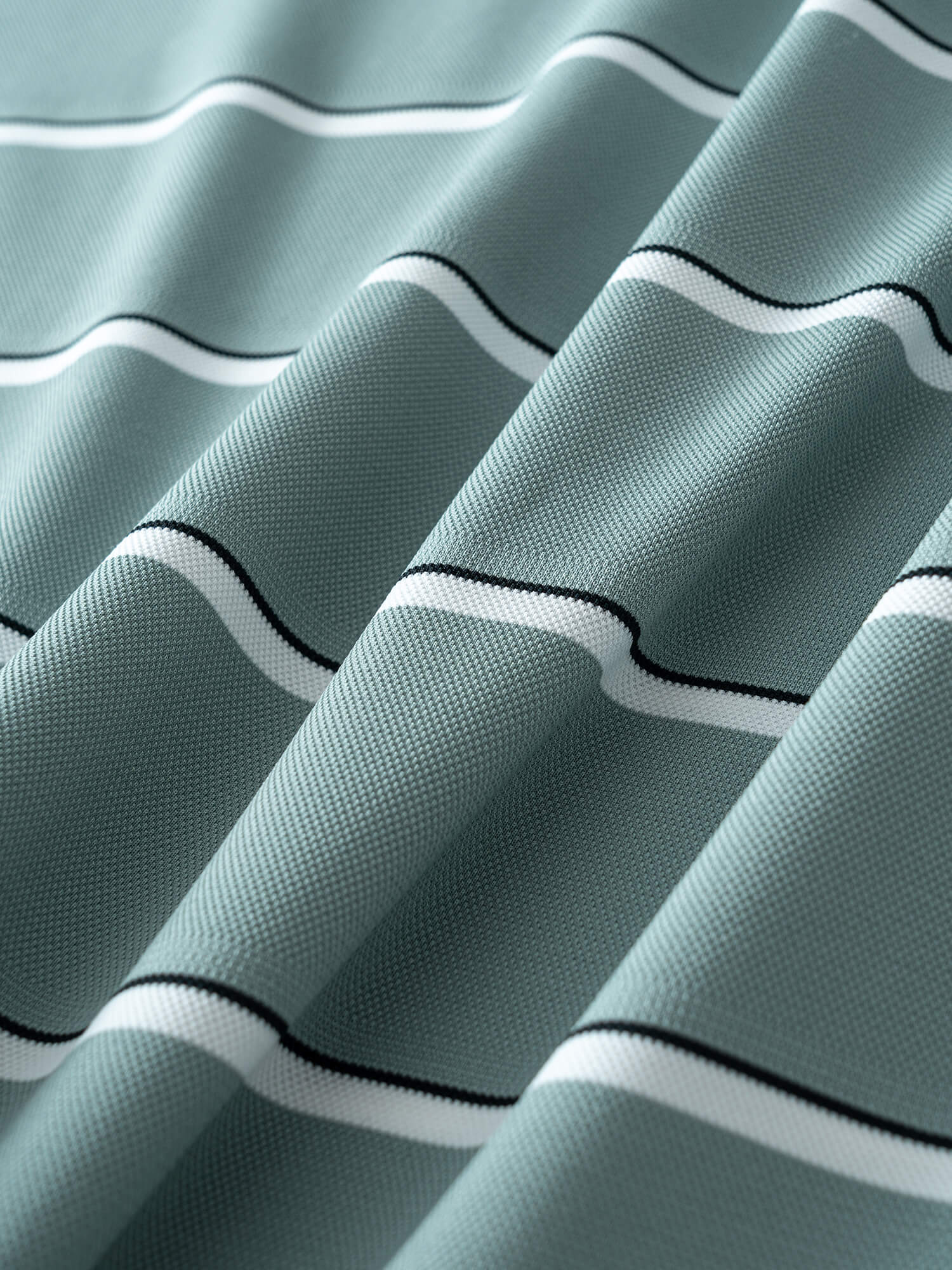 Meadow Green Striped High-Stretch Polo
