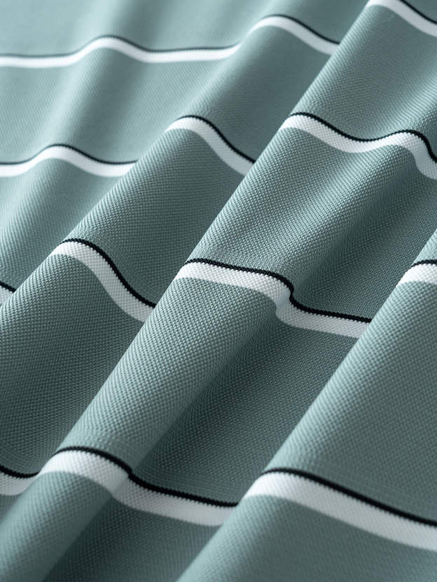 Meadow Green Striped High-Stretch Polo