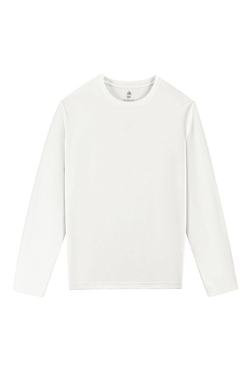 Late Fall White Crew Neck Stretch Polo Shirt-OWN DREAM Shirts
