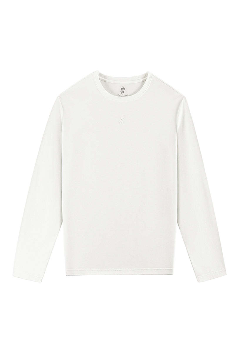 Late Fall White Crew Neck Stretch Polo Shirt-OWN DREAM Shirts