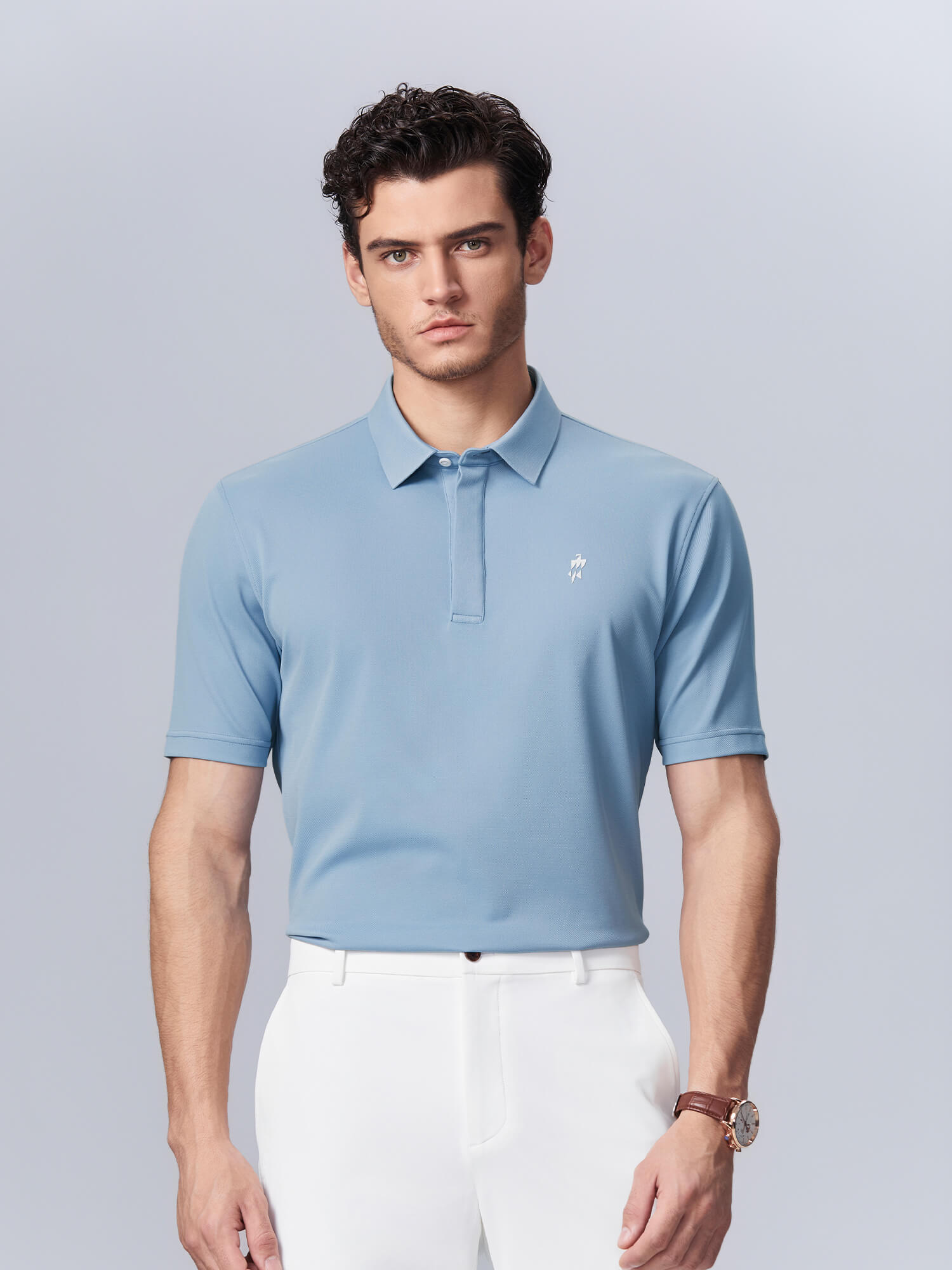 ‌Icy Light Blue High-Stretch Polo