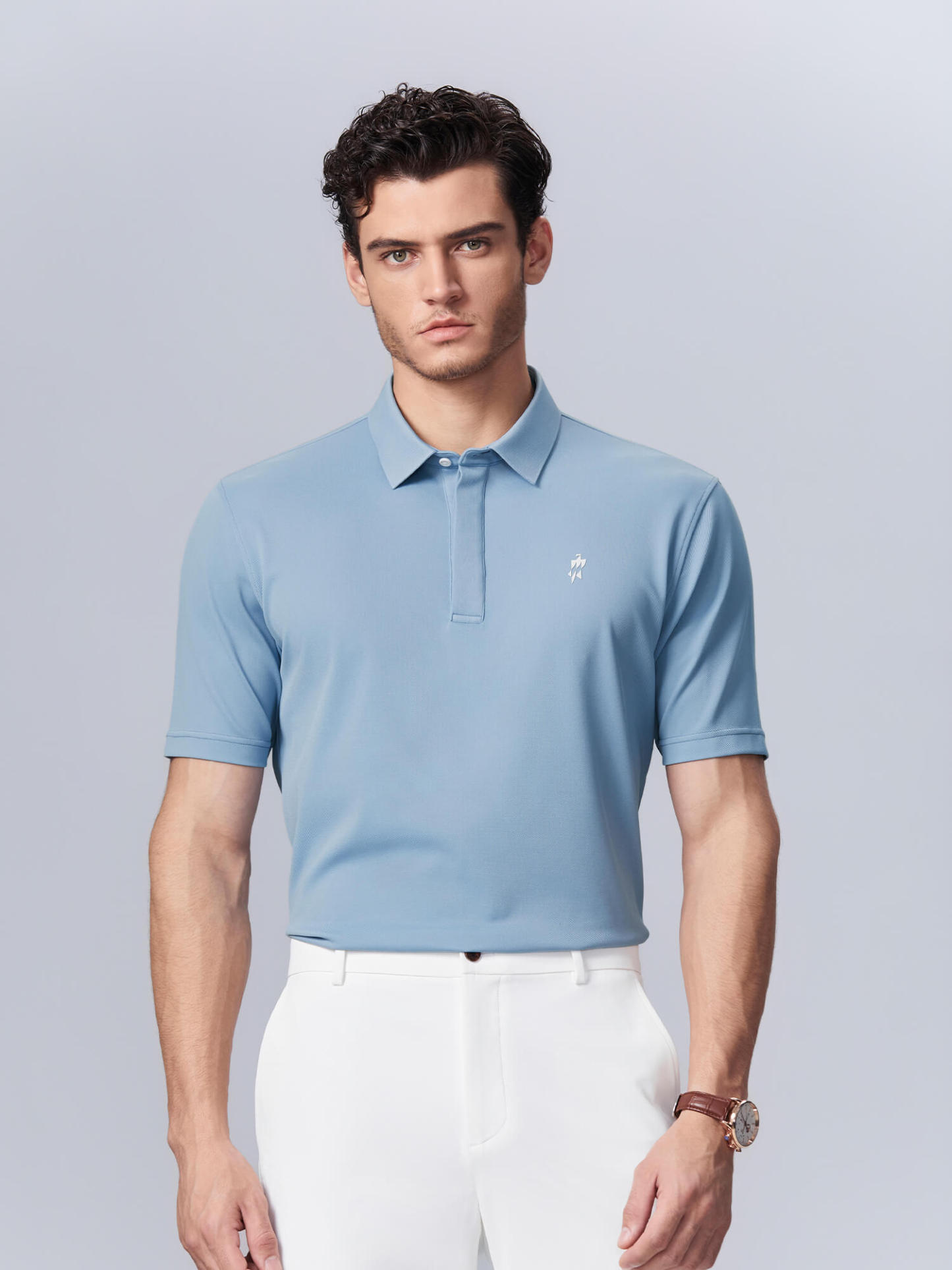 Icy Light Blue High-Stretch Polo