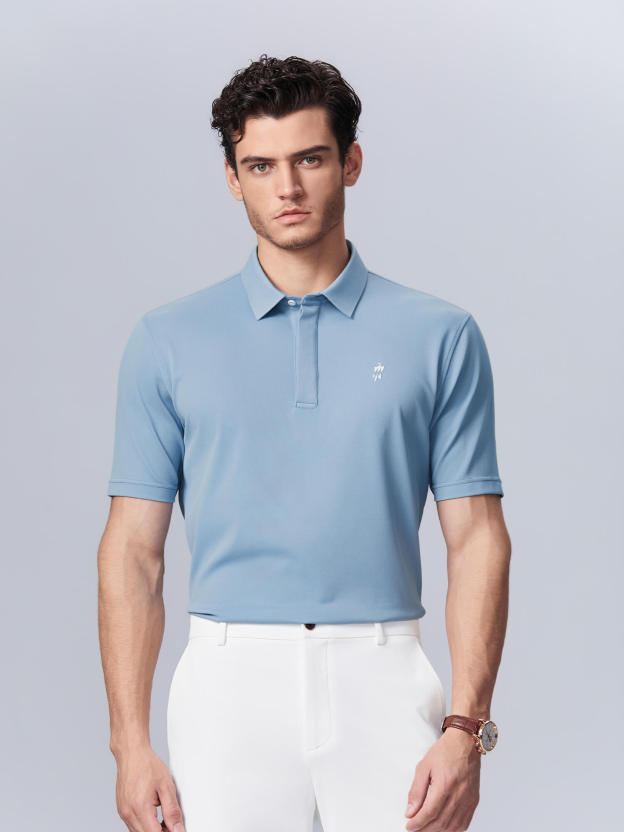 ‌Icy Light Blue High-Stretch Polo