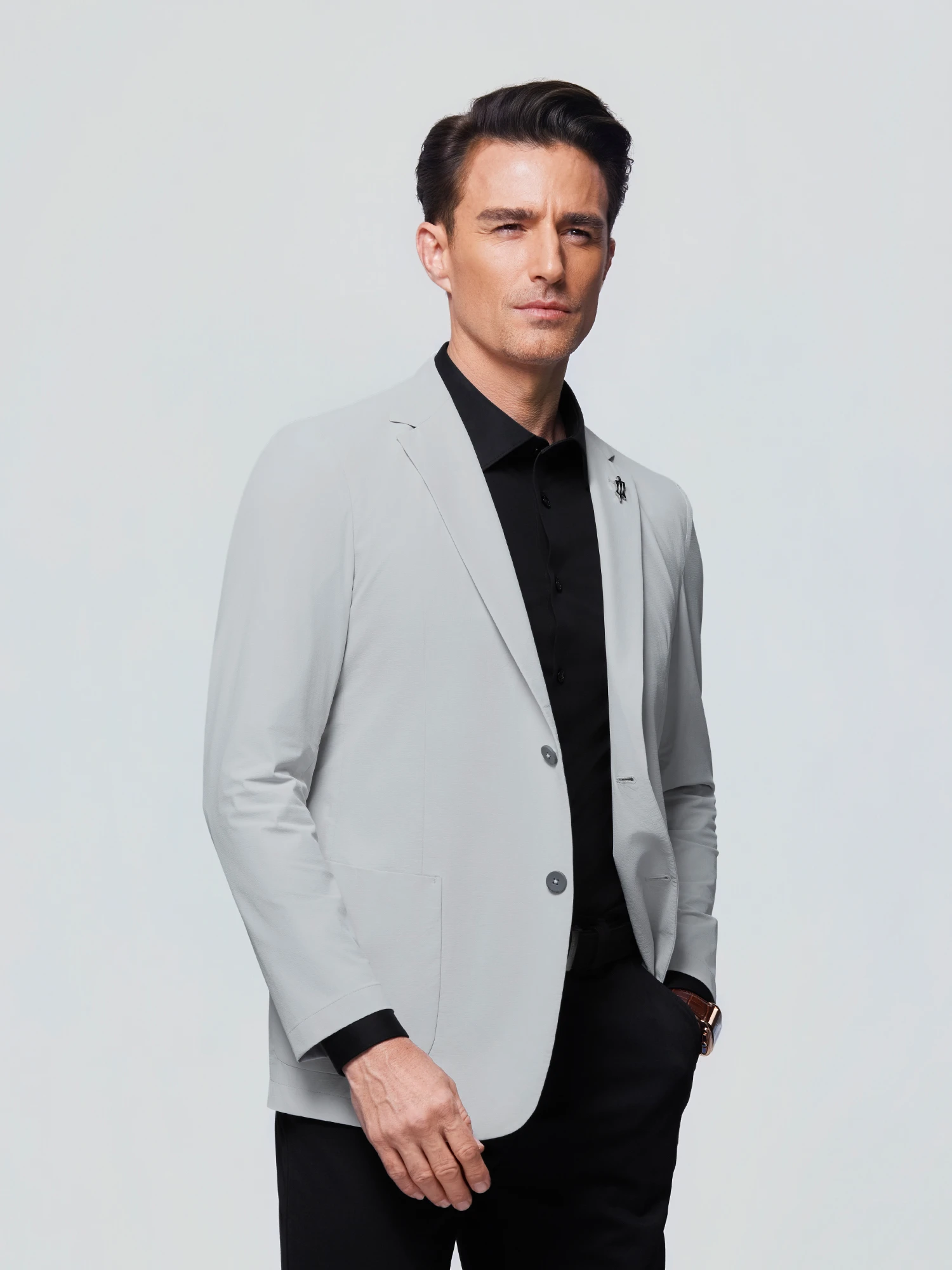Snow Cloud Gray Stretch Casual Blazer