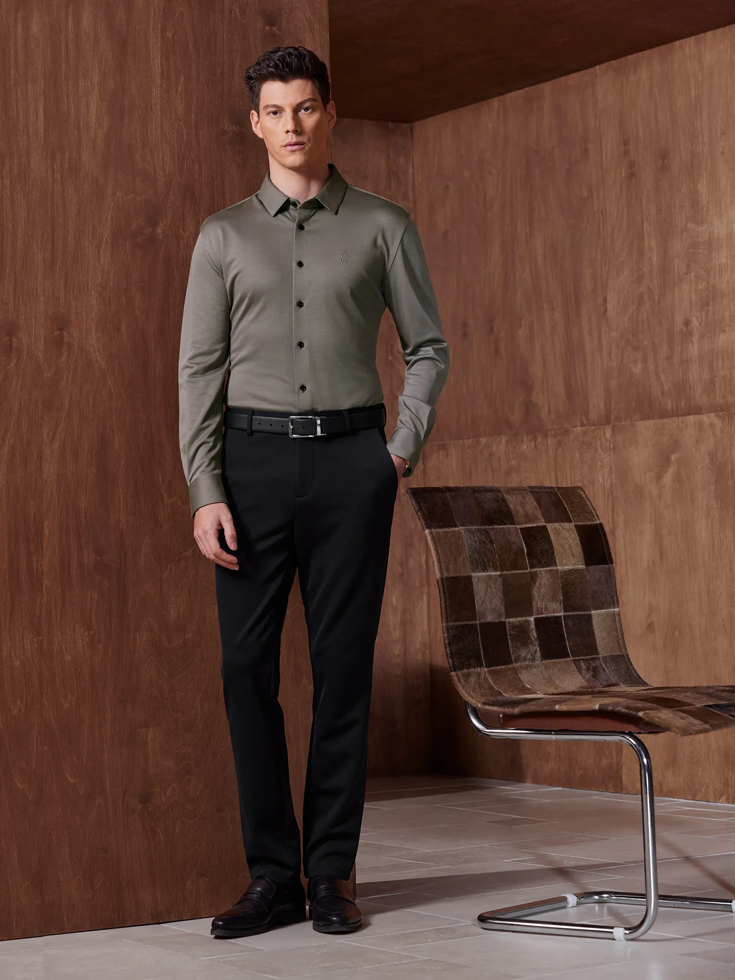 Dawn Gray Cashmere Stretch Shirt