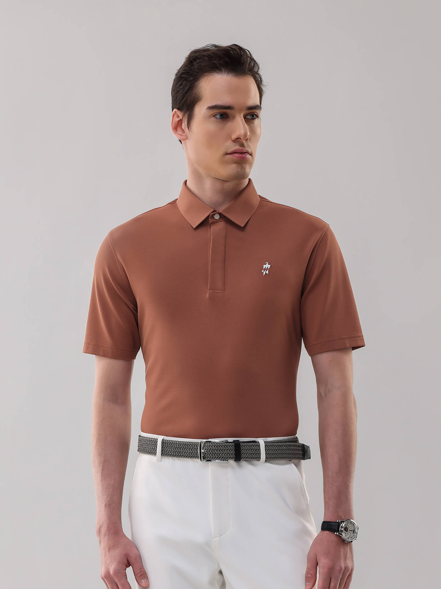 Coral Orange High-Stretch Short-Sleeve Polo 