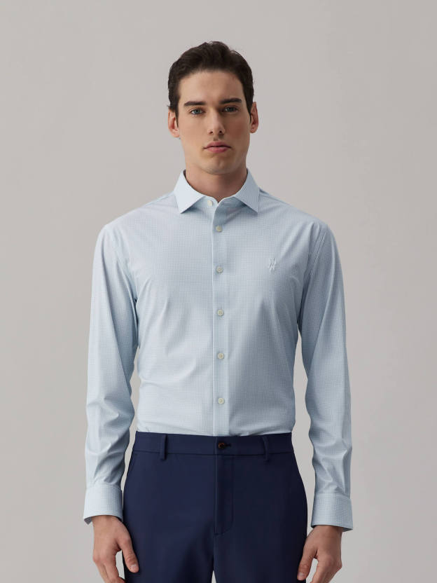 Glacier Gray Blue Check High-Stretch Shirt