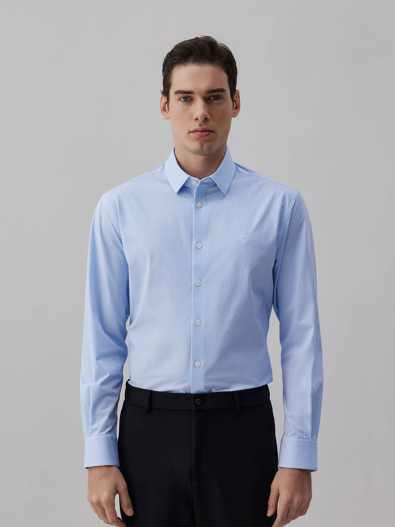 Glacier Blue Striped High-Stretch Shirt 