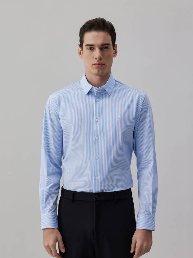 Glacier Blue Striped High-Stretch Shirt 
