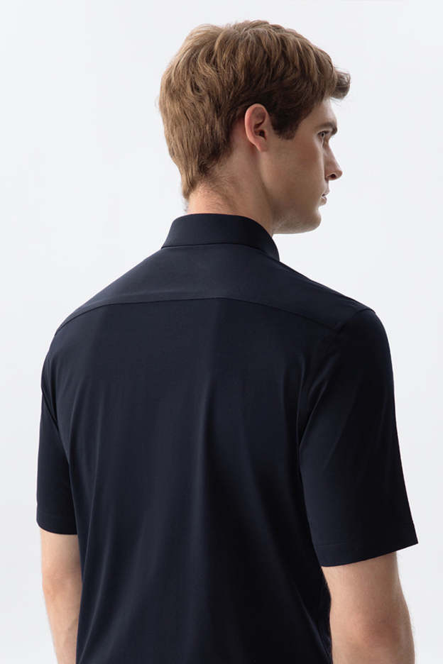 100S Thread Count Stretch Supima Dark Blue Short Sleeve Shirt-OWN DREAM Shirts