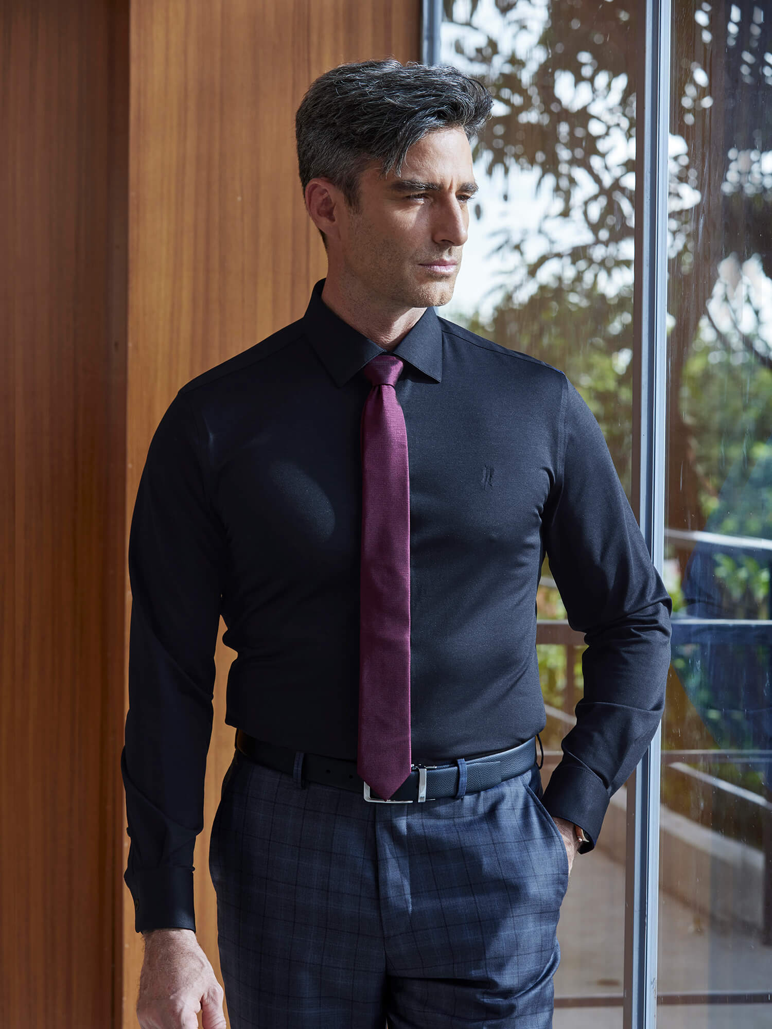 S50 Ice-Glazed Silk Blue​ Shirt​-Own Dream Shirts-Dress Shirts for Men