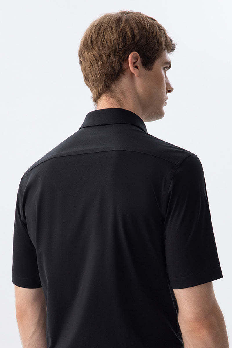 Non-Iron Stretch Black Short Sleeve Shirt-OWN DREAM Shirts