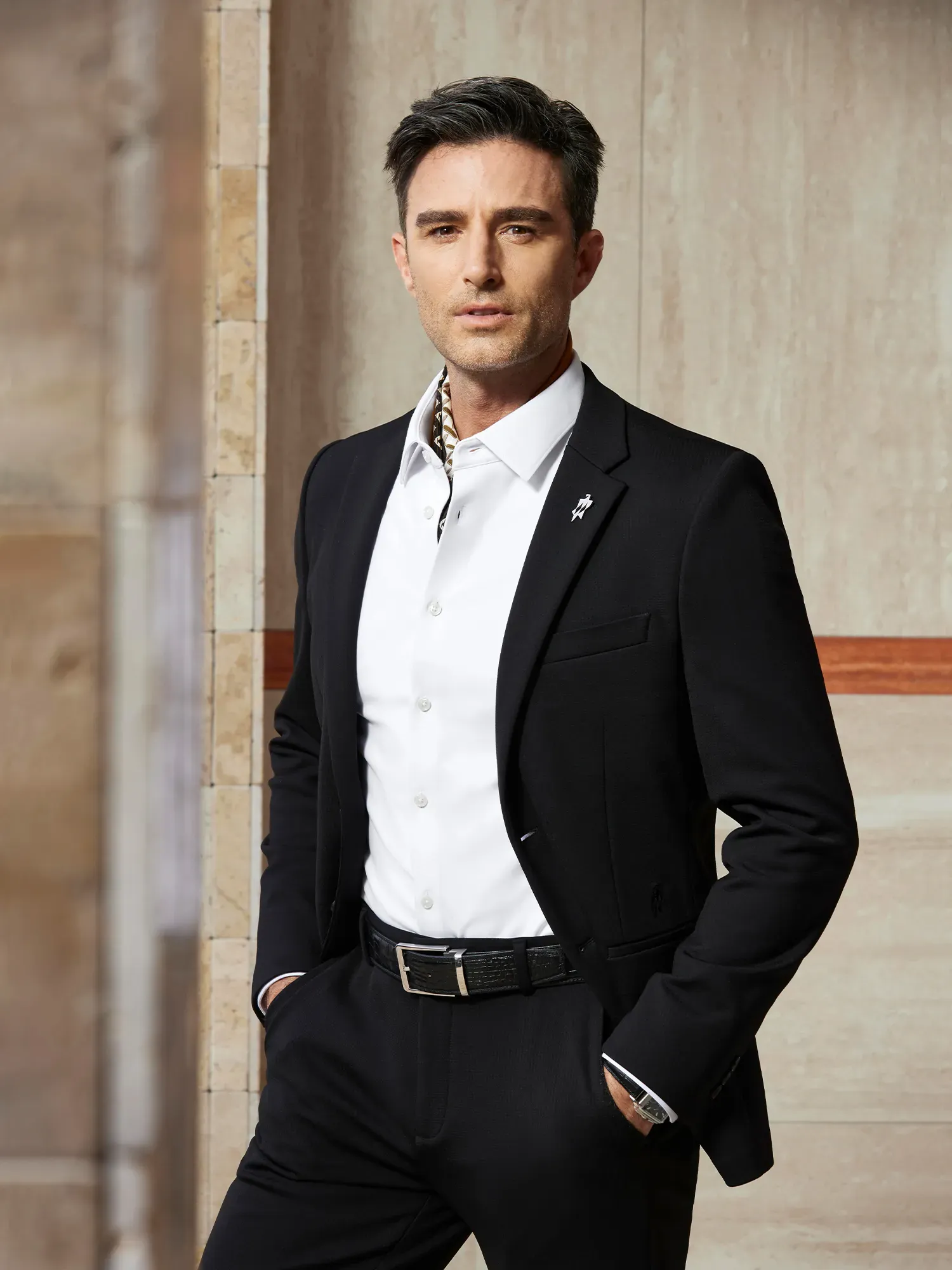 Falcon Black Shadow Plaid Stretch Blazer