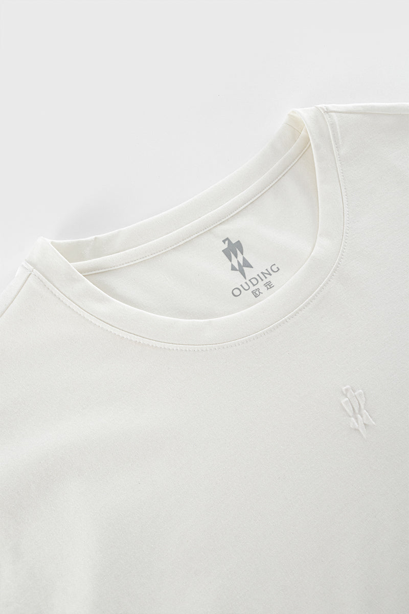 Late Fall White Crew Neck Stretch Polo Shirt-OWN DREAM Shirts