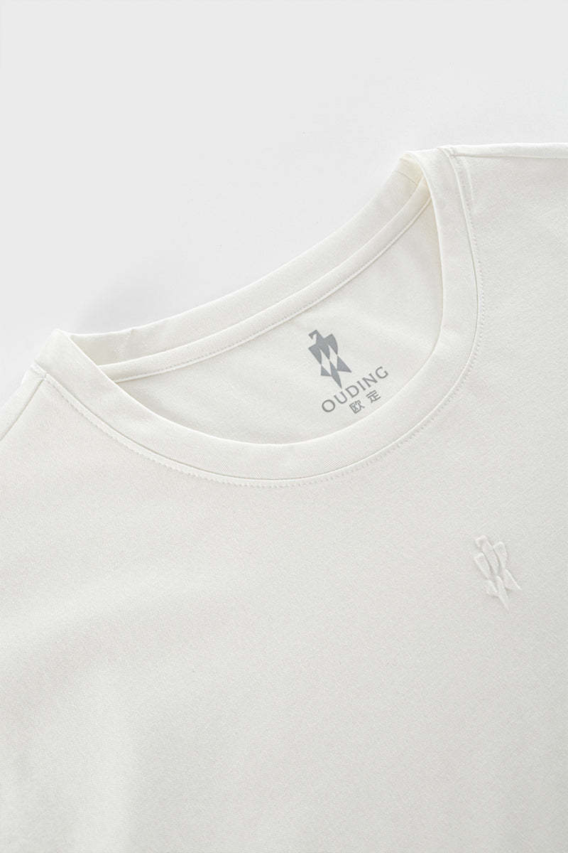 Late Fall White Crew Neck Stretch Polo Shirt-OWN DREAM Shirts