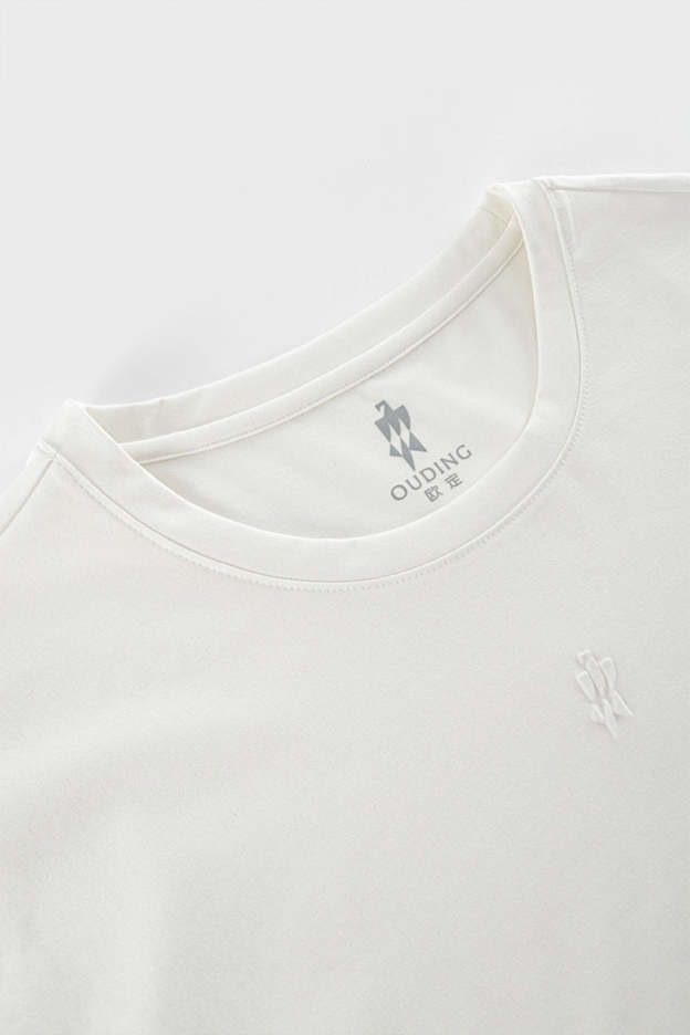 Late Fall White Crew Neck Stretch Polo Shirt-OWN DREAM Shirts