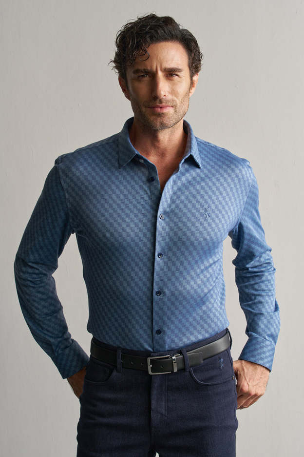 Luxurious Soft Blue Stretch Casual (Pocket) Shirt-OWN DREAM Shirts