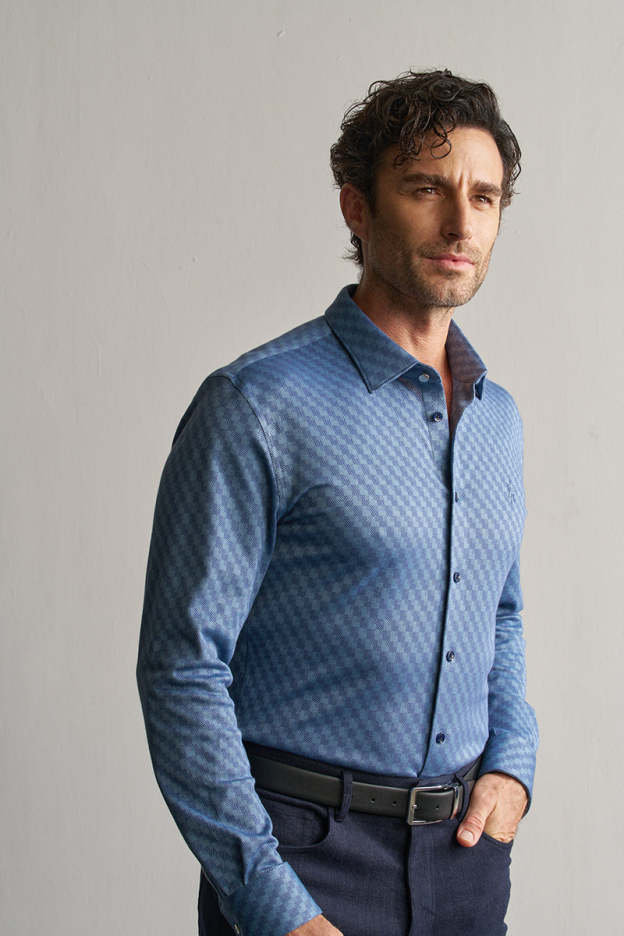 Luxurious Soft Blue Stretch Casual (Pocket) Shirt-OWN DREAM Shirts