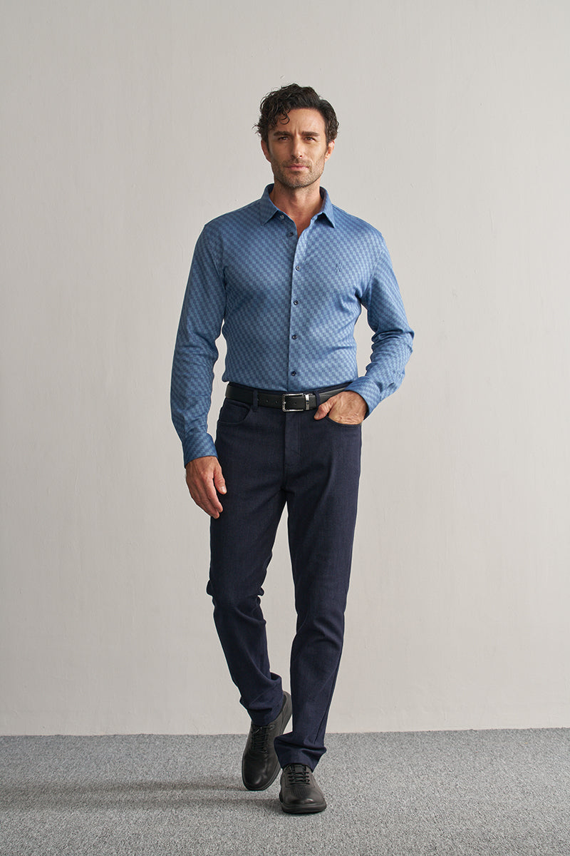 Luxurious Soft Blue Stretch Casual Shirt-Own Dream Shirts-Dress Shirts for Men