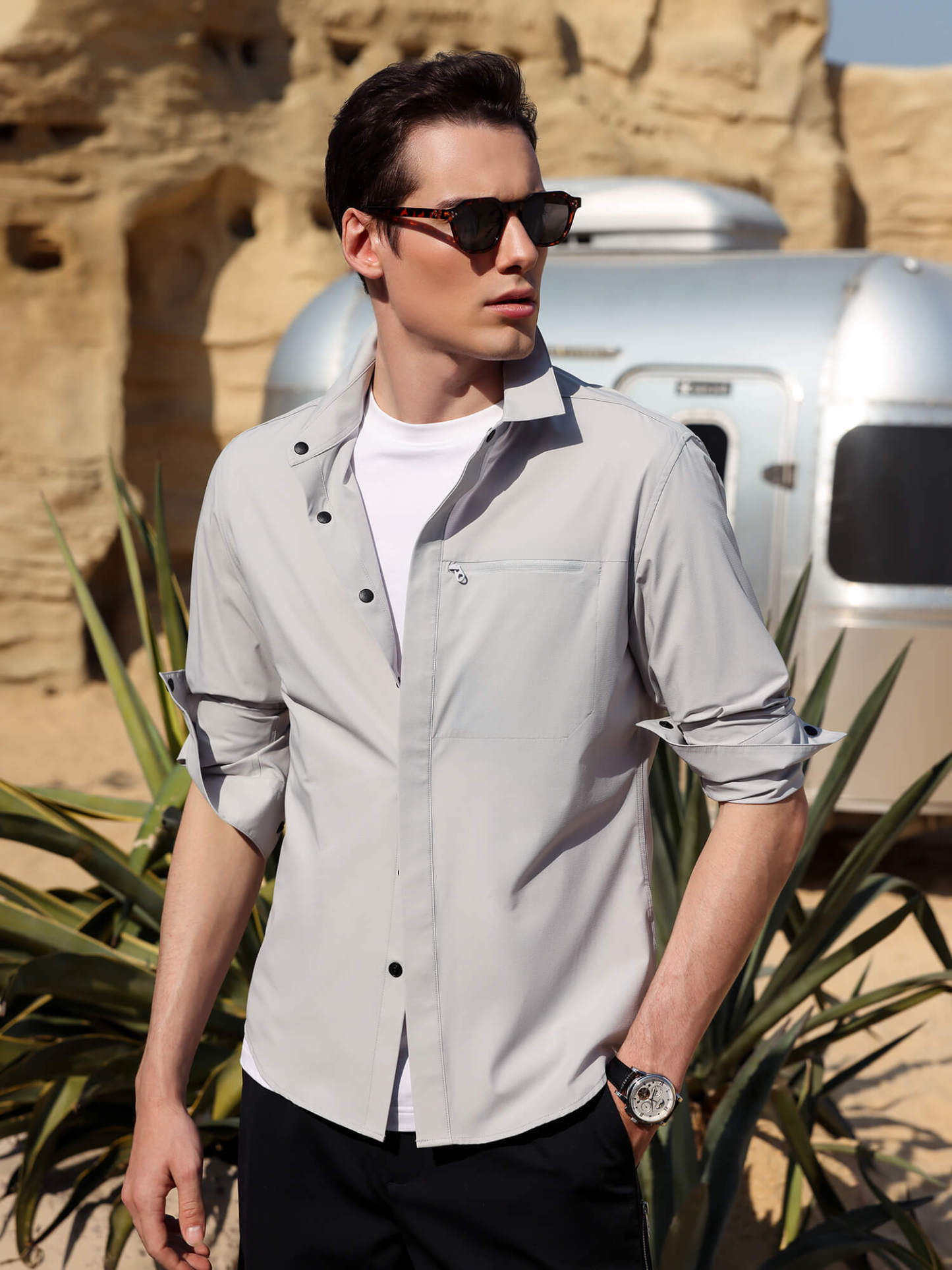 Titanium Grey High-Stretch Performance Shirt