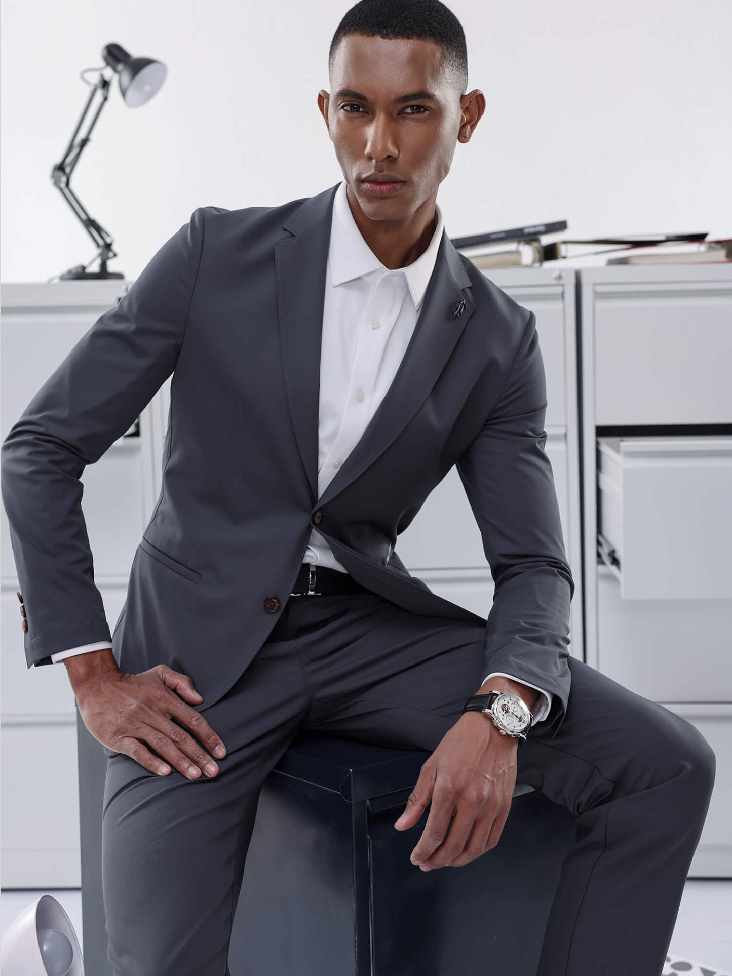 Sea Mist Gray Stretch Casual Pants