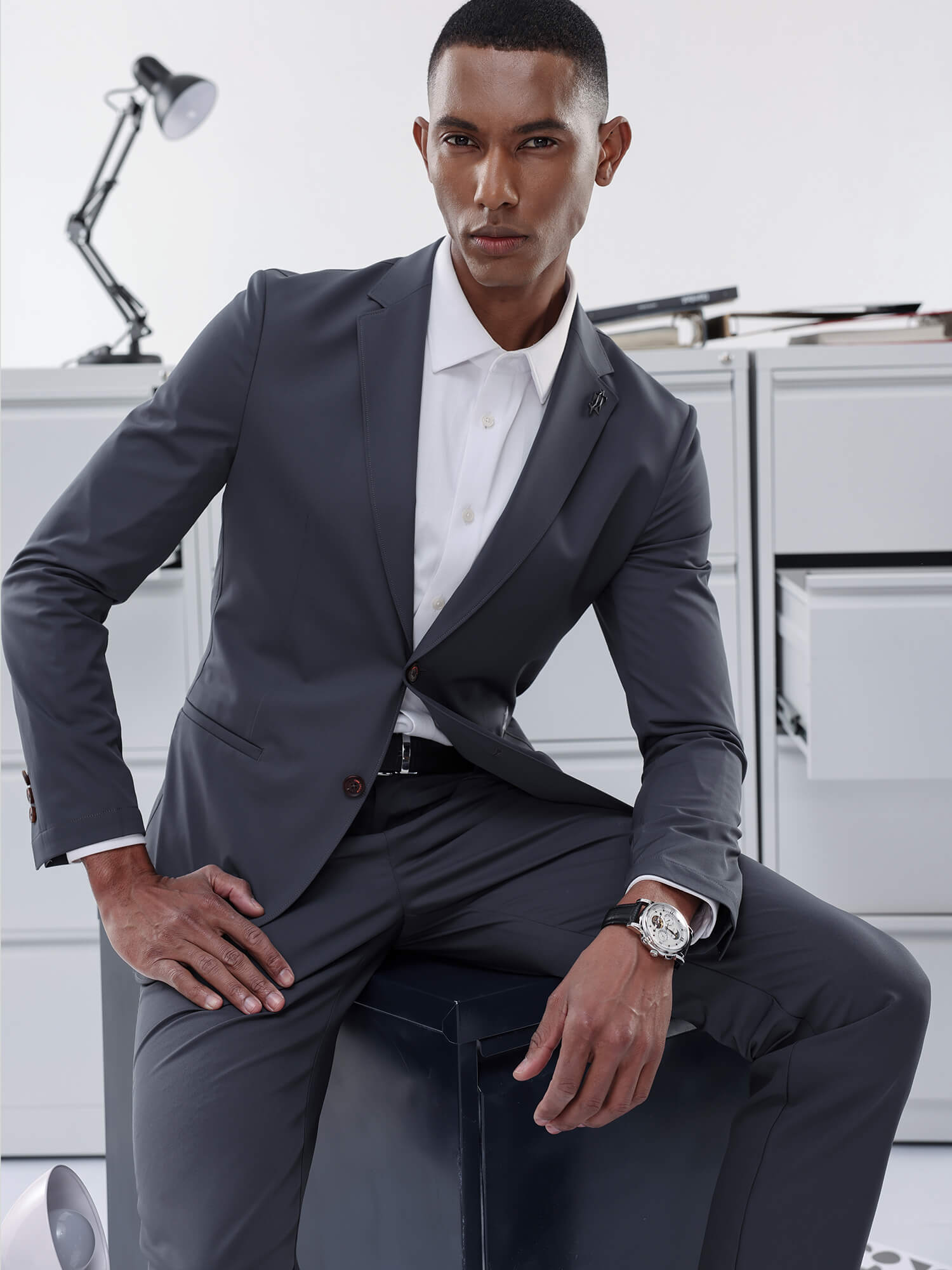 Sea Mist Gray Stretch Casual Pants