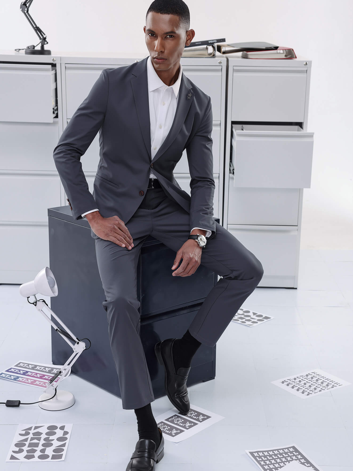 Sea Mist Gray Stretch Casual Pants