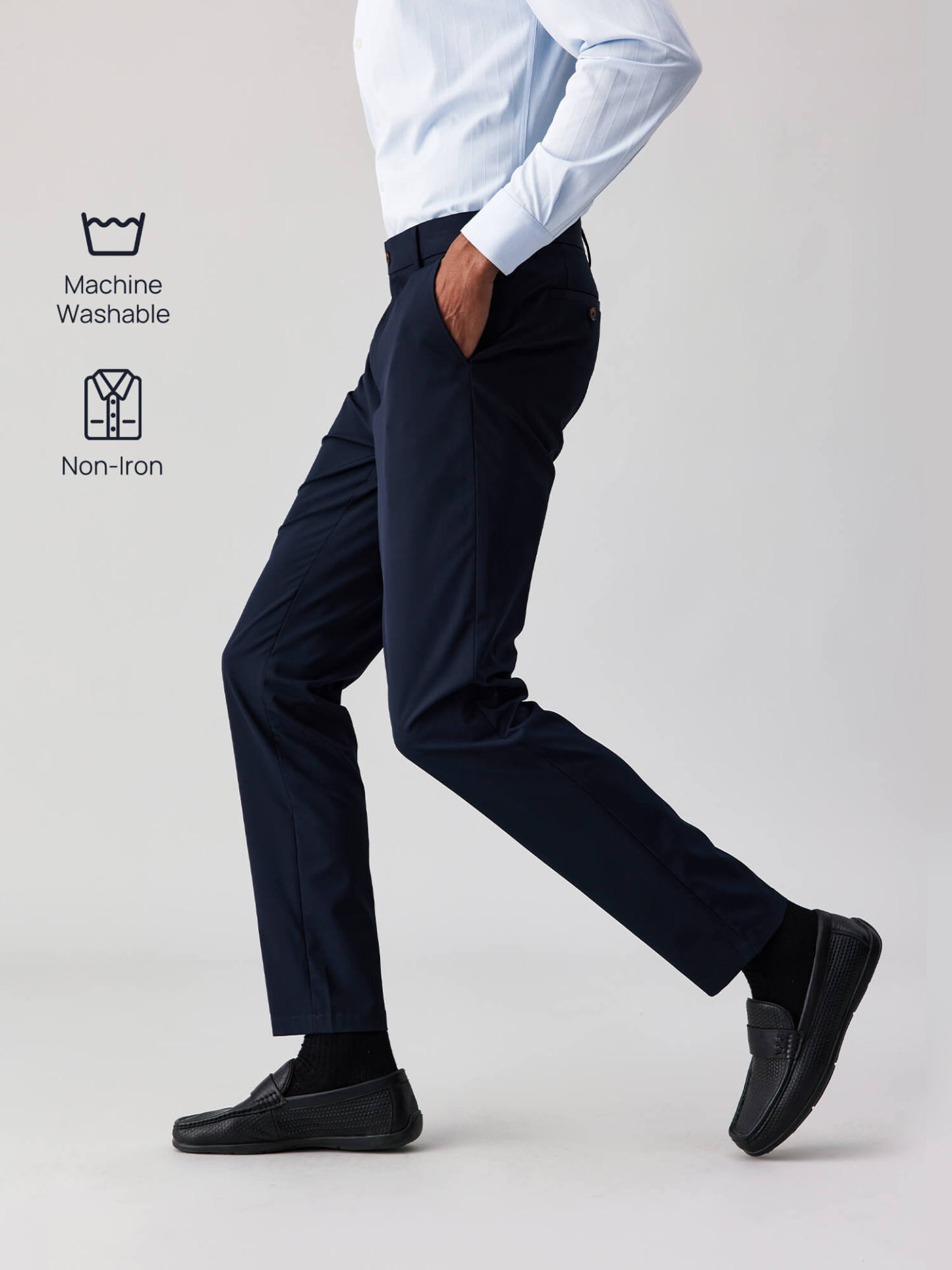 Deep Ocean Blue Stretch Casual Pants