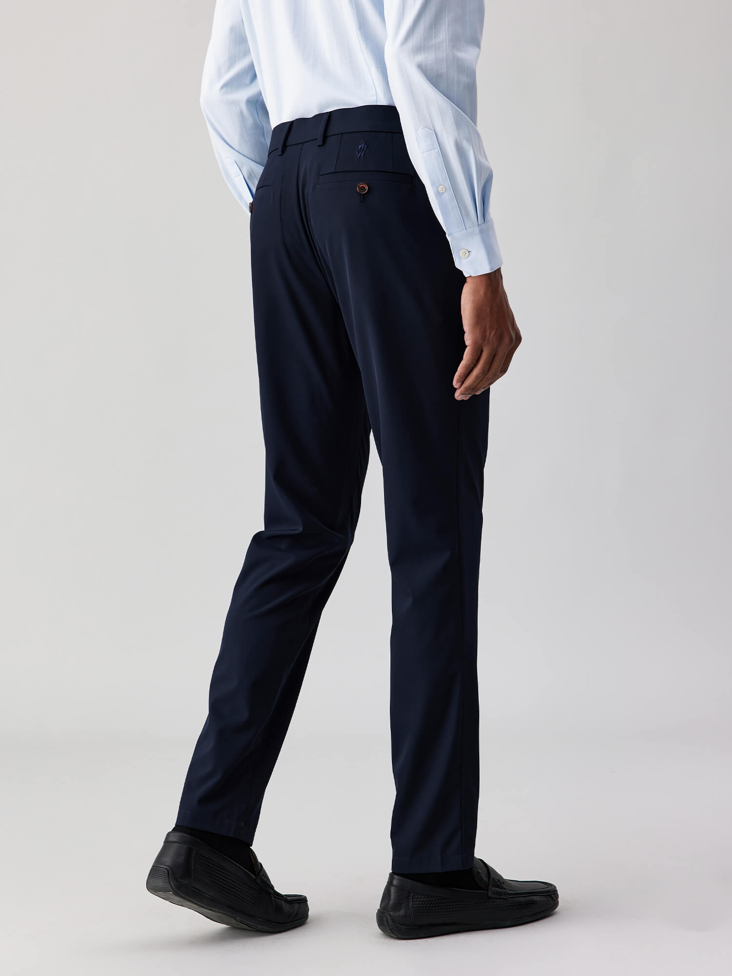 Deep Ocean Blue Stretch Casual Pants