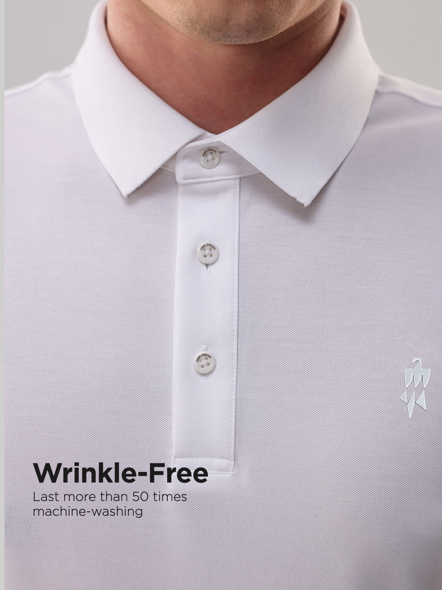 Ivory White High-Stretch Polo-Own Dream Shirts-Dress Shirts for Men