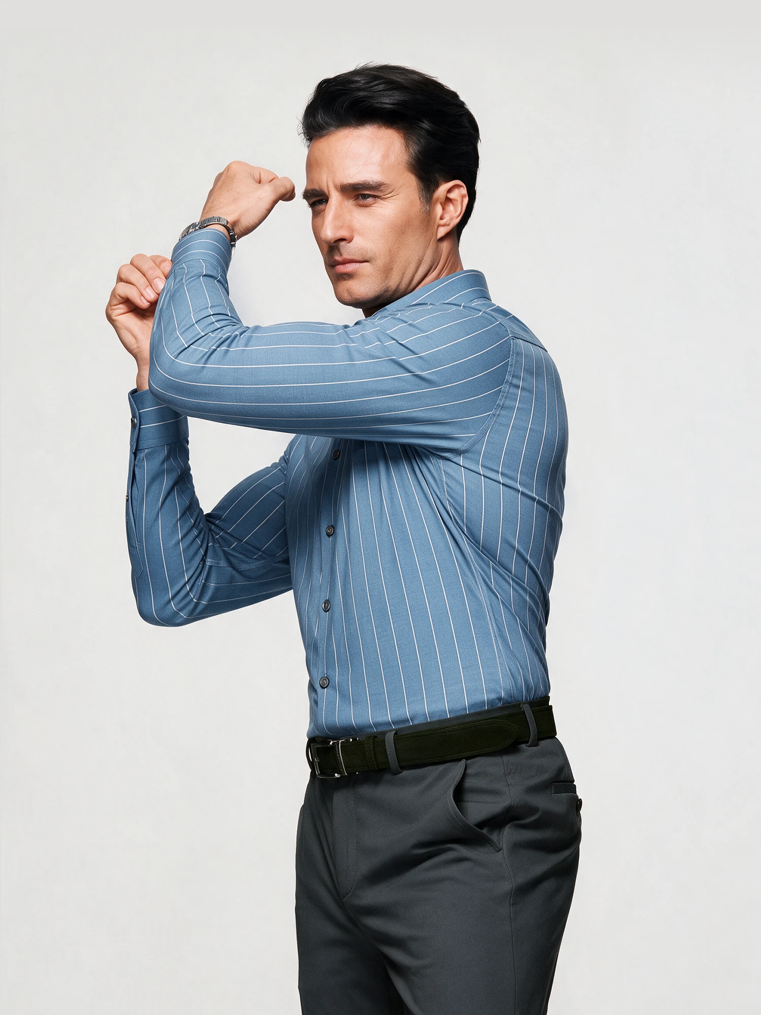Ocean Mist Blue Stripe Stretch Shirt