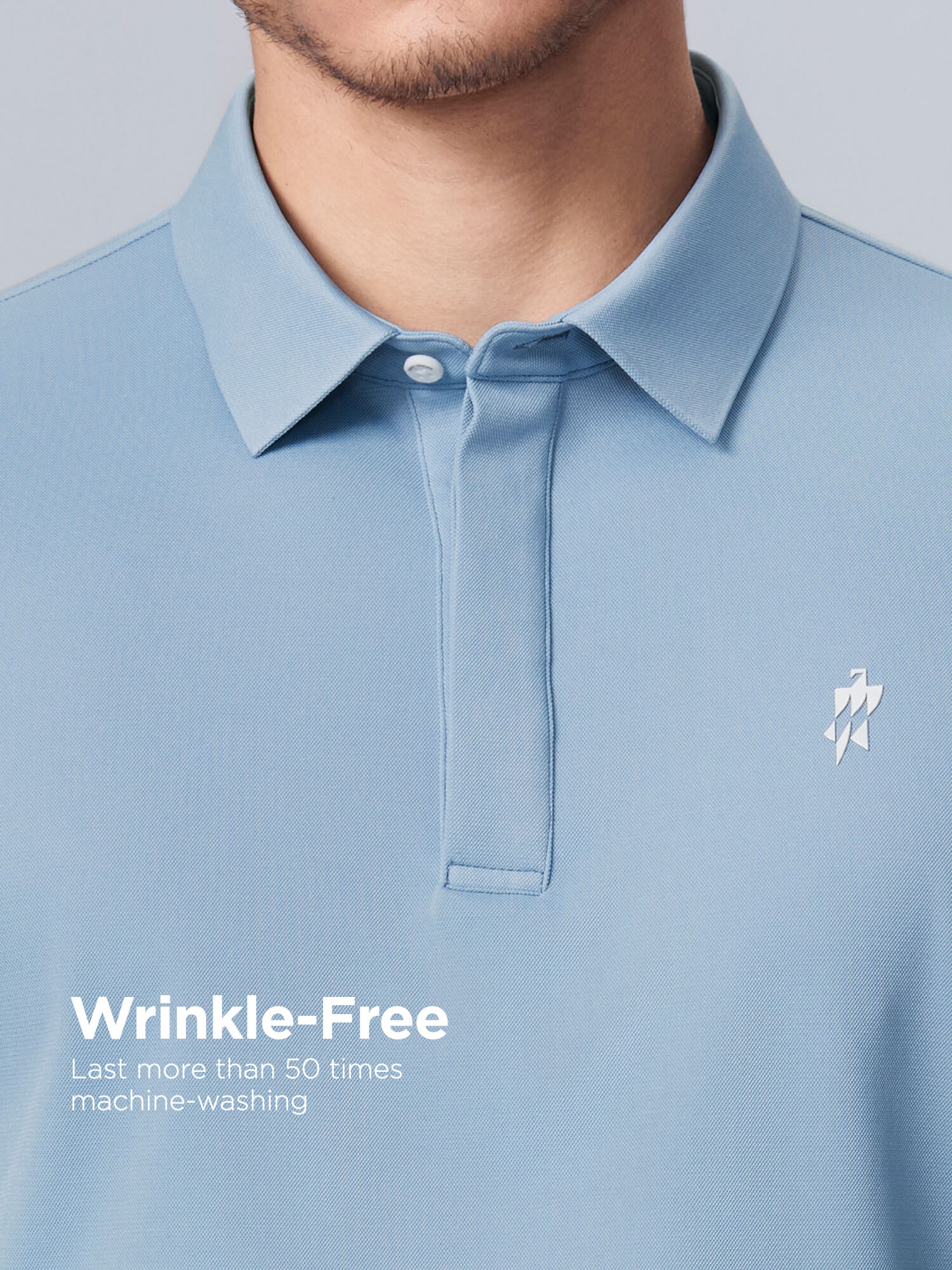 ‌Icy Light Blue High-Stretch Polo