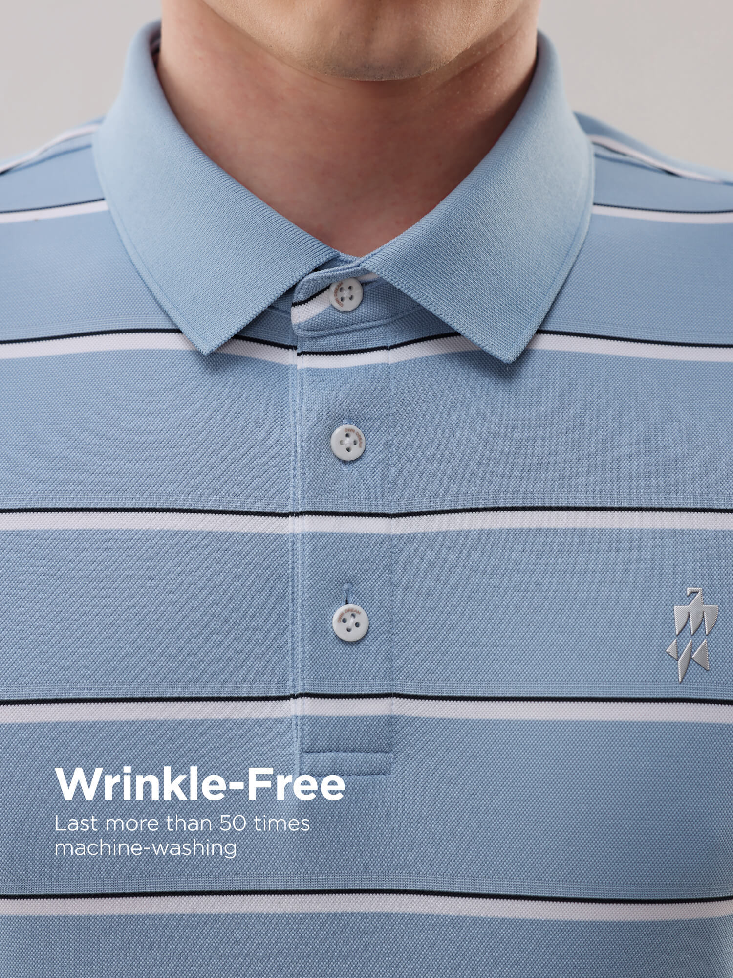 Sky Blue Striped High-Stretch Polo