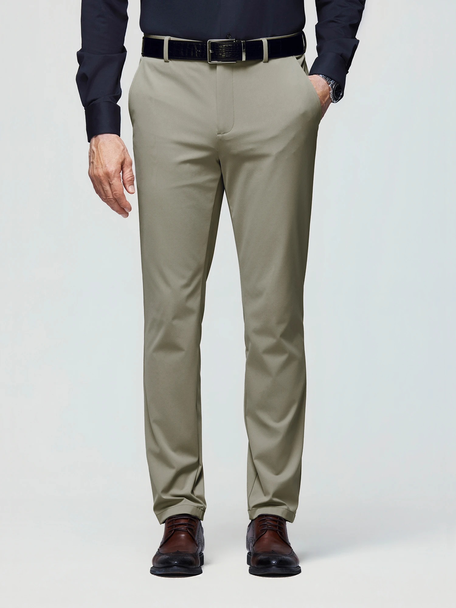 Golden Sand Khaki Stretch Casual Pants