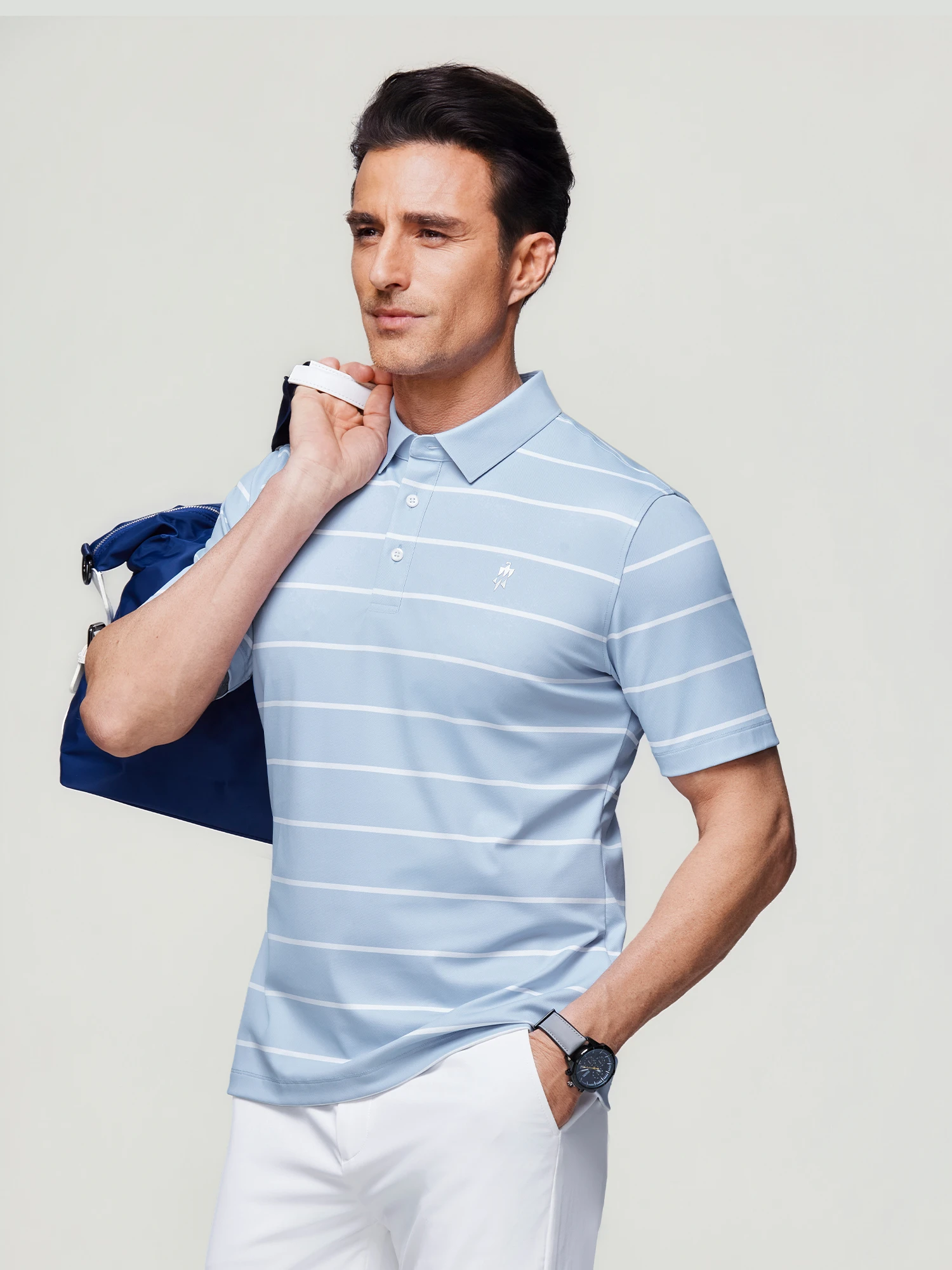 Clear Sky Blue Stripe Stretch Polo