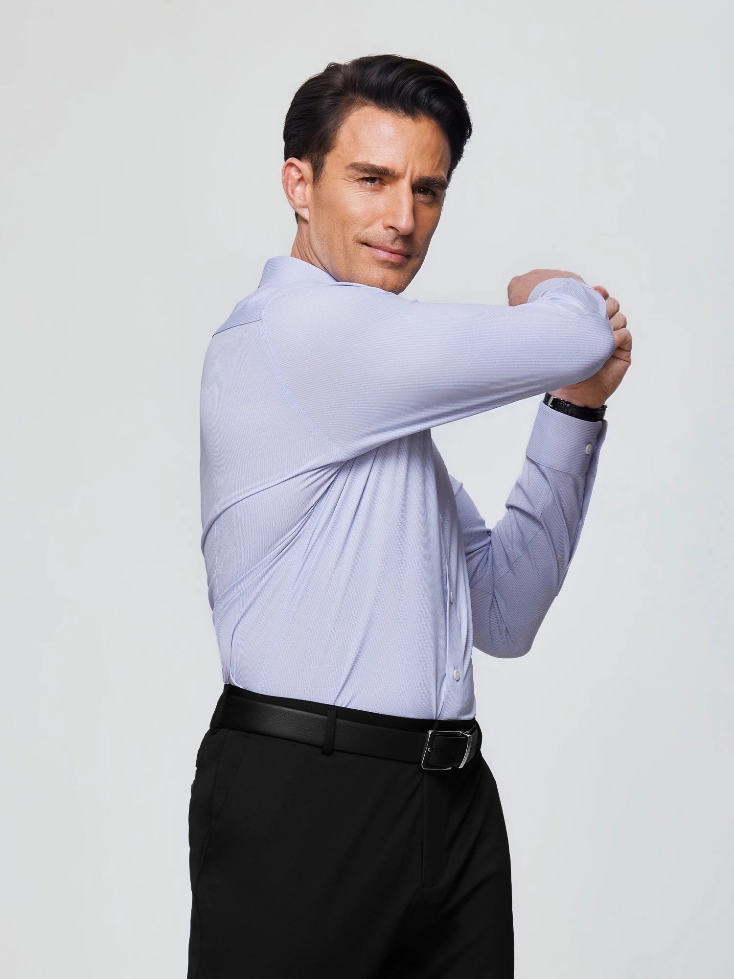 Light Purple Stripe Stretch Shirt