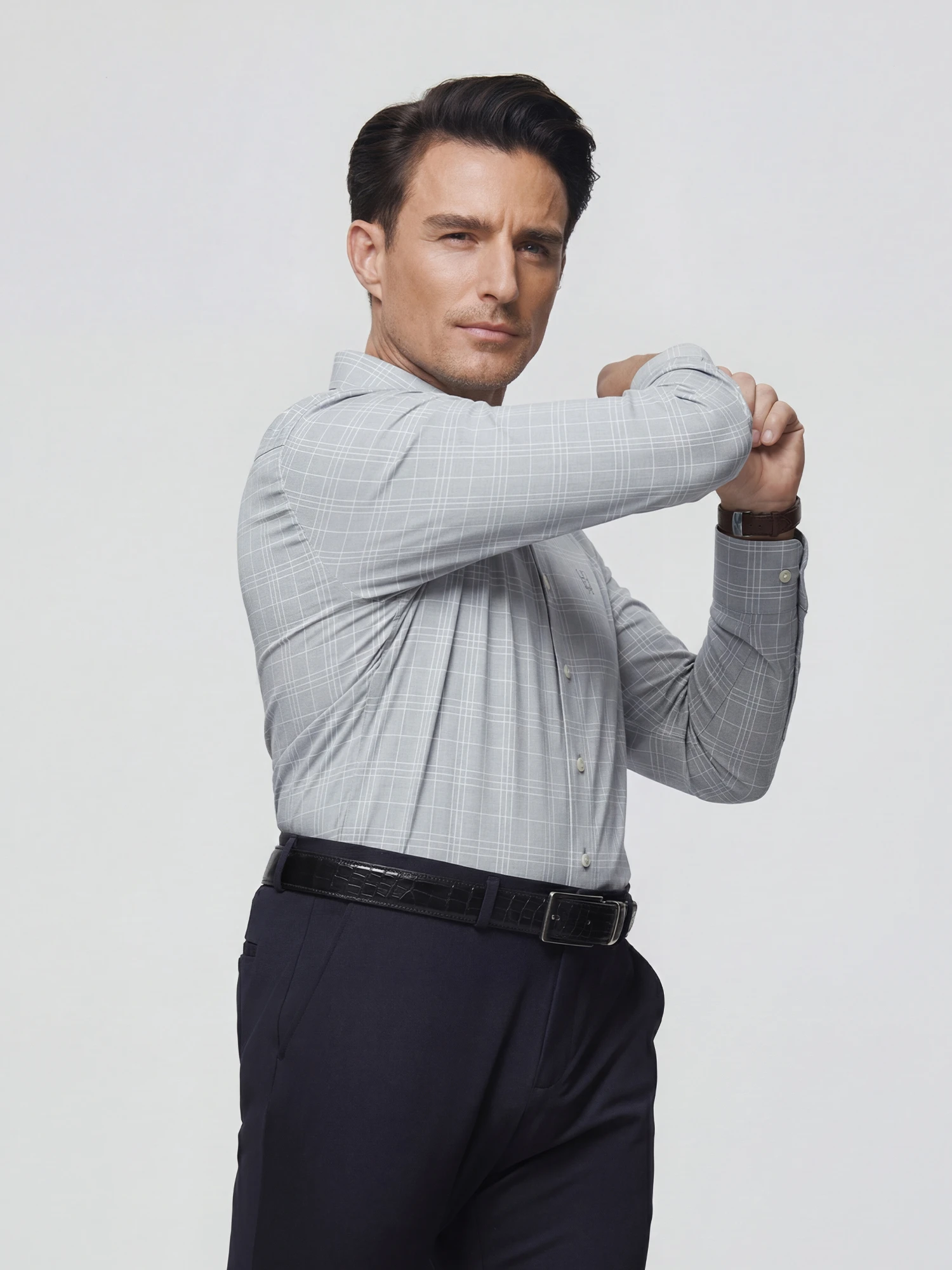 AirFlex Pro™ Mist Gray Check Stretch Shirt