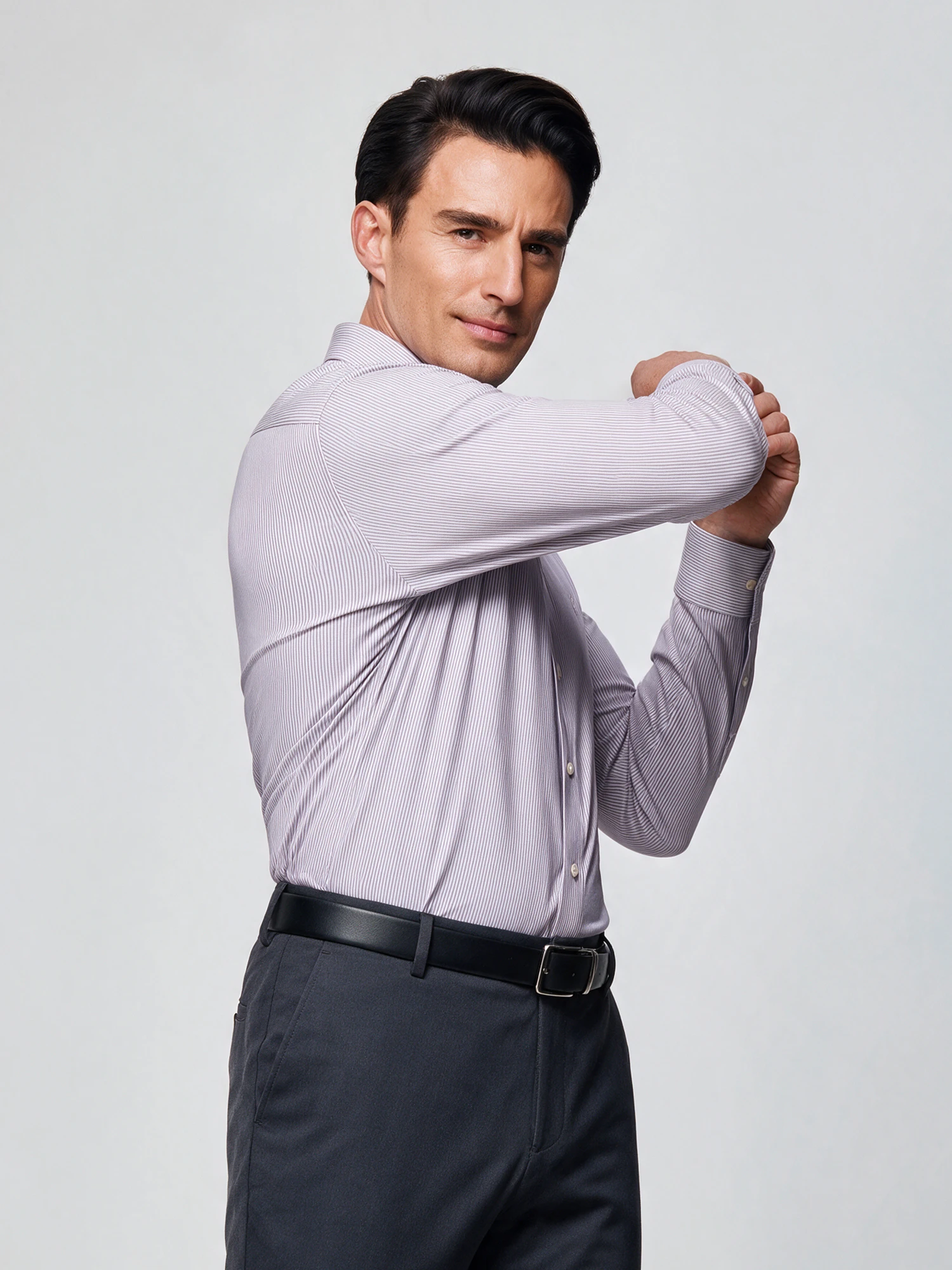 Mauve Stripe Stretch Shirt