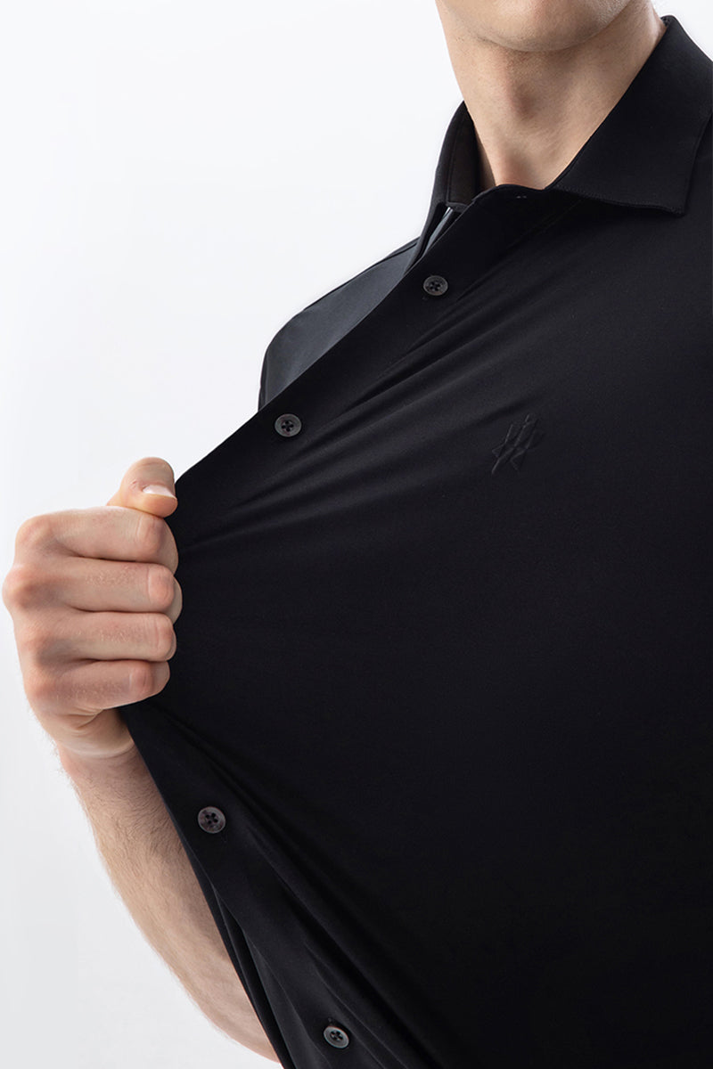 Non-Iron Stretch Black Short Sleeve Shirt-OWN DREAM Shirts