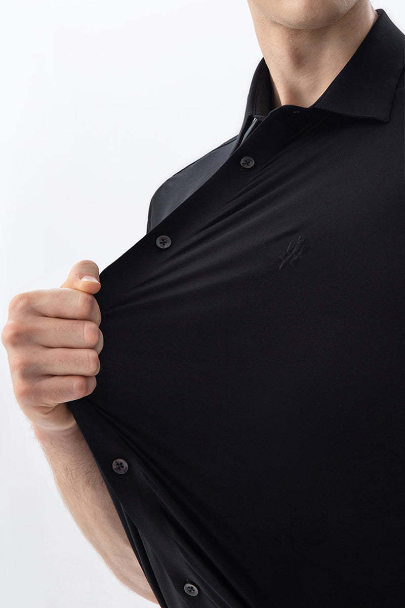 Non-Iron Stretch Black Short Sleeve Shirt-OWN DREAM Shirts