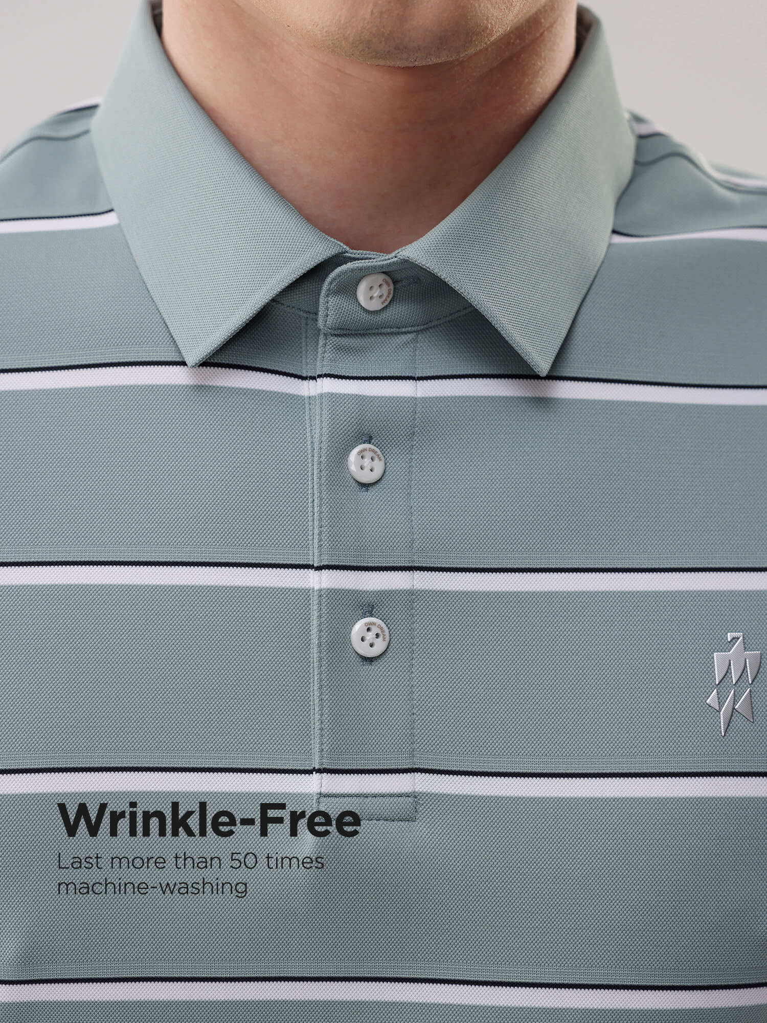 Meadow Green Striped High-Stretch Polo-Own Dream Shirts-Dress Shirts for Men