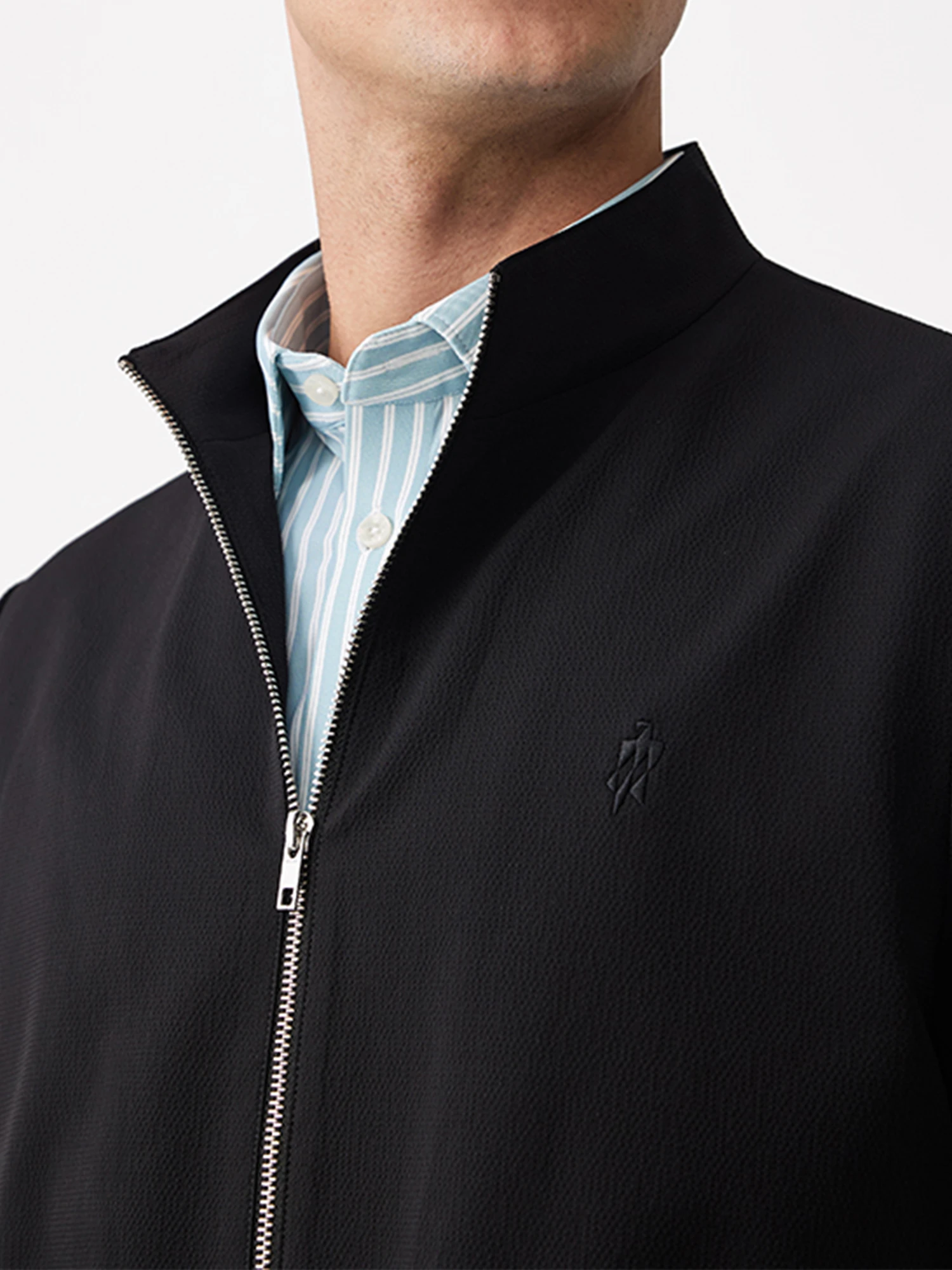 Jet Black Stretch Bomber Jacket