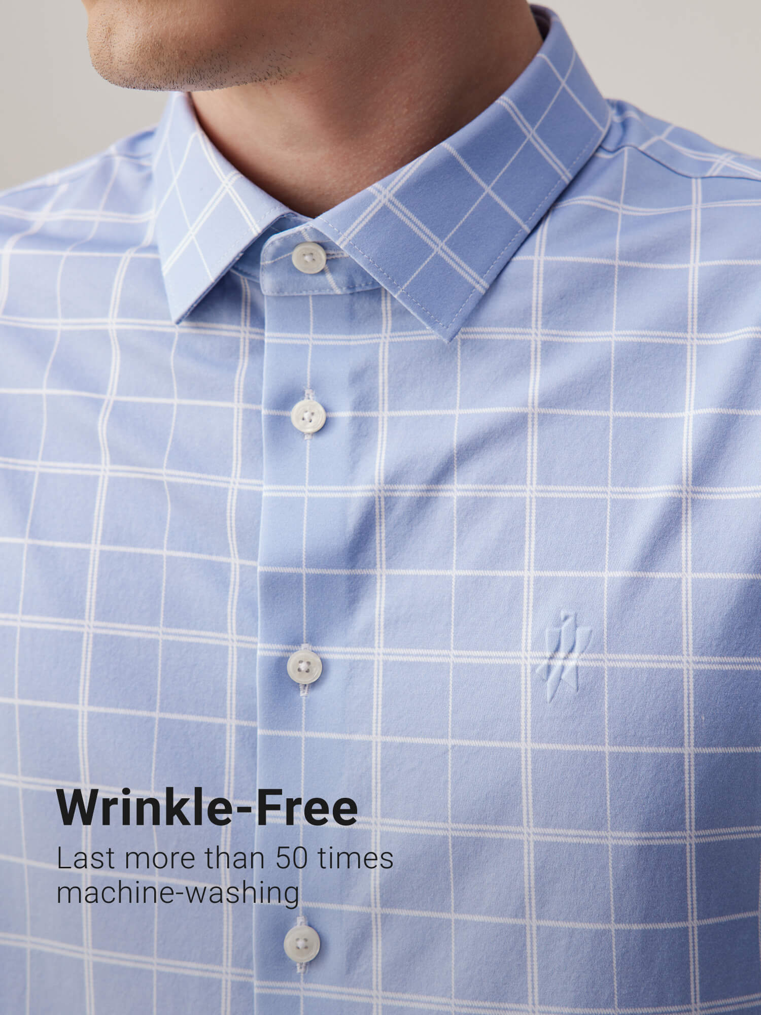 Opal Blue Omni-Stretch Check Short-Sleeve Shirt